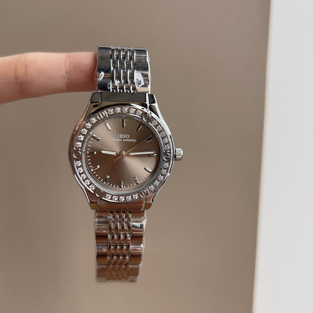 Crystal Shine Silver Quartz Watch