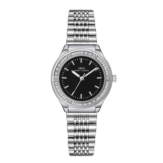 Crystal Shine Black Quartz Watch