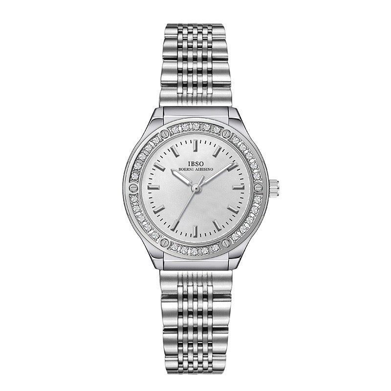 Crystal Shine Silver Quartz Watch
