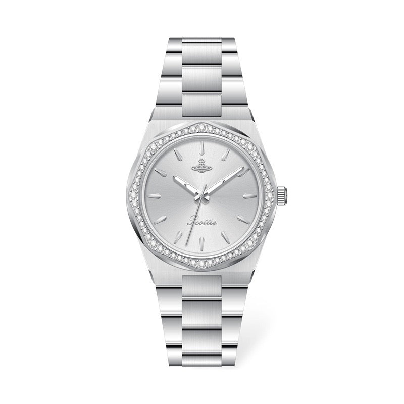 Octagon Sparkle Silver Quartz Watch