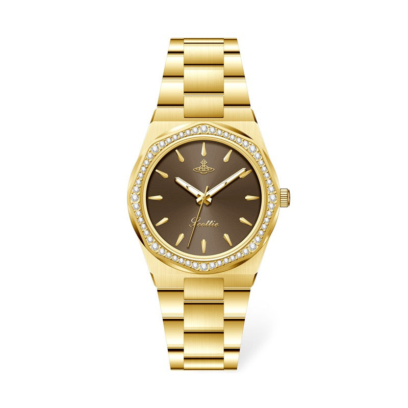 Octagon Sparkle Gold Quartz Watch